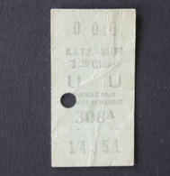 Ancien Ticket Paris UU 1ère Classe Metropolitain Railway Tickets 3 - Europa