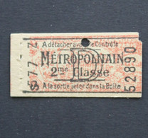 Ancien Ticket Paris 1930 D Metropolitain Railway Tickets 3 - Europa