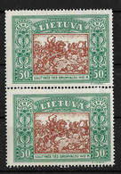 Lithuania 1932 Pair Of 50C Battle Of Grunwald/Tannenberg Mi 336A/Sc 268. MNH - Lithuania