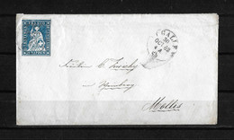 1854-1862 Helvetia (ungezähnt) → Siegelumschlag Mit Inhalt ST.GALLEN Nach MOLLIS Glarus     ►SBK-23B4.Vb◄ - Covers & Documents