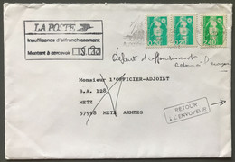 France Divers Briat Sur Enveloppe - Griffe Insuffisance D'Affranchissement + Retour à L'envoyeur 13.10.1993 - (W1246) - 1961-....