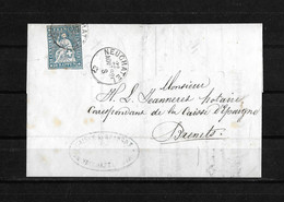 1854-1862 Helvetia (ungezähnt) → CAISSE D'EPARGNE DE NEUCHATEL  Nach BRENETS       ►SBK-23B4.Vb◄ - Lettres & Documents