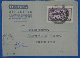 AB7 INDIA   BELLE LETTRE   1951  +LUDHIANA VIA  BOMBAY POUR CHICAGO USA + AEROPHILATELIE+AFFRANCH. PLAISANT - Airmail