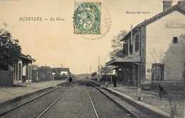 CPA. - [71] Saône Et Loire > ECUELLES La Gare - Tampon De La Pote Daté 1907 - TBE - Autres Communes