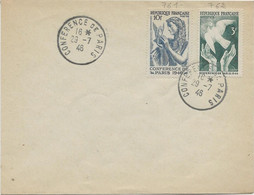 LETTRE AFFRANCHIE N° 761 ET 762  OBLITERATION SPECIALE CONFERENCE DE PARIS -29-7-1948 - Temporary Postmarks