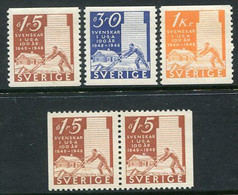 SWEDEN 1948 Centenary Of Settlement In US Midwest Set Of 5 MNH / **.  Michel 340-42 - Nuevos
