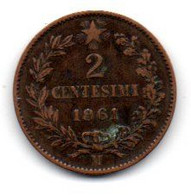 Italie - 2 Centesimi 1861 M TB+ - 1861-1878 : Víctor Emmanuel II