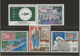 COTE D'IVOIRE - POSTE AERIENNE N° 41 à N° 44  NEUF TRES INFIME CHARNIERE -ANNEE 1968 -69 COTE : 23 € - Côte D'Ivoire (1960-...)