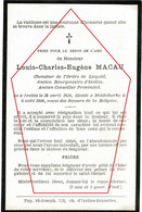 Louis Charles Macau Burgemeester Bourgmestre De Ixelles Elsene Middelkerke 1900 Doodsprentje Image Mortuaire Bidprentje - Ixelles - Elsene