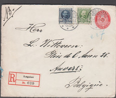 1912. DANMARK.  10 øre Envelope + 5 + 20 øre Frederik VIII On Recommended Envelope Fr... (Michel 55a+) - JF424955 - Lettres & Documents