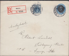 1908. DANMARK.  5 On 4 øre Envelope + 20 øre Frederik VIII On Recommended Envelope Fr... (Michel 55a+) - JF424957 - Lettres & Documents