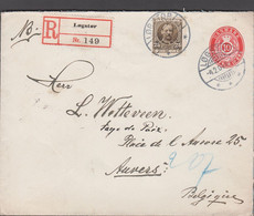1912. DANMARK.  10 øre Envelope + 25 øre Frederik VIII On Recommended Envelope Cancel... (Michel 56+) - JF424959 - Cartas & Documentos