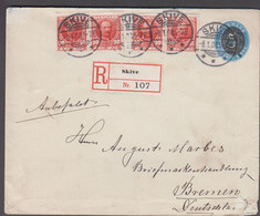 1908. DANMARK.  5 On 4 øre Envelope + 4 Ex 10 øre Frederik VIII On Recommended Envelo... (Michel 54+) - JF424961 - Cartas & Documentos