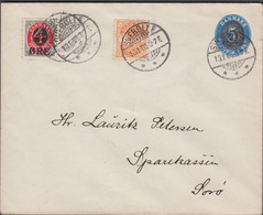 1905. DANMARK.  5 On 4 øre Envelope + 1 øre + 4 On 8 øre On Envelope From SVEBØLLE 13... (Michel 37 + 40Z) - JF424963 - Covers & Documents