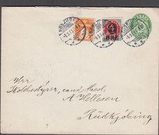 1910. DANMARK.  5 øre Envelope + 1 øre + 4 On 8 øre On Envelope From ROSKILDE 5.3.10 ... (Michel 42A + 40Z) - JF424965 - Cartas & Documentos