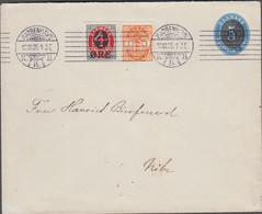 1905. DANMARK.  5 On 4 øre Envelope + 1 øre + 4 On 8 øre On Envelope From KJØBENHAVN ... (Michel 37 + 40Z) - JF424966 - Brieven En Documenten