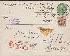 1909. DANMARK.  5 øre Envelope + 15 On 24 øre On Registered Envelope From KJØBENHAVN ... (Michel 41+) - JF424970 - Lettres & Documents