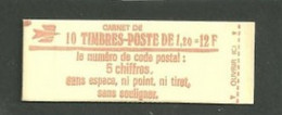 Carnet Sabine De Gandon Couverture Code Postal  Yvert 1974C2a GT Daté 12/3/79 - Usados Corriente