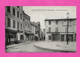 66  St Laurent De La Salanque Place De La Concorde Café & Pharmacie Editeur Navarro Dos Scanné - Altri Comuni