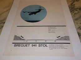 ANCIENNE PUBLICITE AVION BREGUET 941 STOL 1963 - Pubblicità