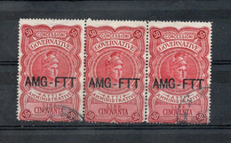 Italia - Trieste - Zona A - A.M.G. F.T.T. Su Una Riga - 3 Valori Concessioni Governative Da 50 Lire - Usati - (FDC32021) - Revenue Stamps