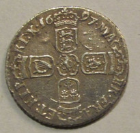 GREAT BRITAIN UK 6 Pence 1697 B Bristol / Beautiful / Silver Genuine / RARE - Otros & Sin Clasificación