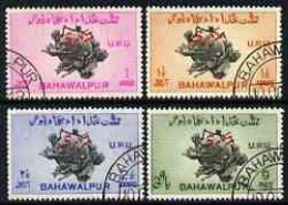 Bahawalpur 1949 KG6 75th Anniversary Of Universal Postal Union Set Of 4 With Red Arabic 'Official' Overprint Fine Cds Us - Bahawalpur