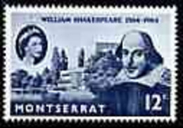 Montserrat 1964 400th Birth Anniversary Of Shakespeare 12c Horiz Pair, One Stamp With 'scratched Plate Through H Of Shak - Montserrat