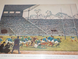 AQUARELLE DE GEORGE LEROUX RUGBY STADE DE COLOMBES 1925 - Rugby