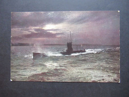 DR 1916 AK Unterseeboot In Voller Fahrt Wohlfahrtskarte Unterstützung Der Kriegs Invaliden Der Kaiserlichen Marine - Unterseeboote