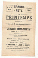 Programme Grande Fête De Printemps ,l'enclos Saint Martin, POITIERS, 1952 ,publicité ,2 Scans , Frais Fr 1.75 E - Programmes