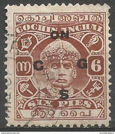 Cochin - 1941 Official 6p  Used     Sc O55 - Cochin