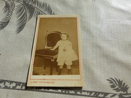 20/9 ,32 , Photo CDV Italie, Petite Fille En Tenue Blanche, D.Bert, Torre Pellice - Old (before 1900)