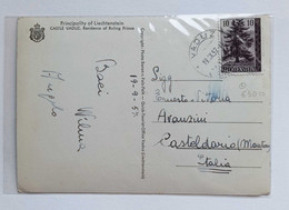 Cartolina Illustrata "Castle Vaduz" Viaggiata Per Castel D'Ario (MN) 1957 - Briefe U. Dokumente