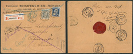 Grosse Barbe - N°76 Et 78 Sur Lettre En Recommandé De Bruxelles 3/9 (1907) > France / Retour à L'envoyeur, Refusé - 1905 Grosse Barbe