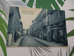 CPA 30 Gard Bessèges Rue De La République Et Imprimerie Julien - Bessèges