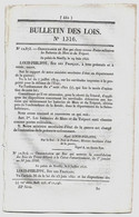 Bulletin Des Lois 1316 1846 Mers Et Tréport Postes Militaires/Montcuq (Lot)  Soeurs De La Miséricorde/Huiles D'olives - Décrets & Lois
