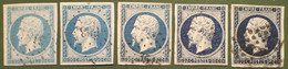 R1311/718 - NAPOLEON III N°14A Bleu Ciel / Bleu / Bleu Foncé / Bleu Très Foncé / Bleu Noir - 1853-1860 Napoléon III