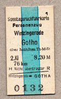 BRD - Pappfahrkarte (Reichsbahn) - -> Wintzingerode - Gotha  (Sonntagsrück) - Europa