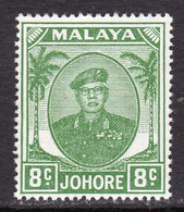 Malaya Johore 1949-55 Sultan Sir Ibrahim 8c Green Definitive, MNH, SG 138a (MS) - Johore