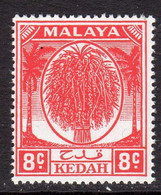 Malaya Kedah 1950-55 Rice Sheaf 8c Scarlet Definitive, MNH, SG 81 (MS) - Kedah