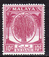 Malaya Kedah 1950-55 Rice Sheaf 10c Magenta Definitive, MNH, SG 82 (MS) - Kedah