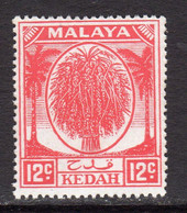 Malaya Kedah 1950-55 Rice Sheaf 12c Scarlet Definitive, MNH, SG 82a (MS) - Kedah