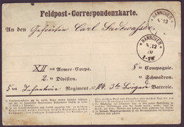 LSC - Tàd *HANNOVER (1870), Lettre En Franchise Pour Un Militaire Allemand En France - Guerre De 1870