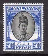 Malaya Kedah 1950-55 Sultan Badlishah 50c Black & Blue Definitive, MNH, SG 87 (MS) - Kedah