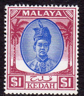 Malaya Kedah 1950-55 Sultan Badlishah $1 Blue & Purple Definitive, MNH, SG 88 (MS) - Kedah
