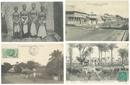 4 Cpa Guinée Française - Conakry, Jeunes Circoncises, Le Marché, Commissariat & Prisons   ( S.5980 ) - Guinée Française