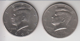 USA 1993 1996 50 CENTS HALF DOLLAR JOHN F. KENNEDY 2 COINS - 1964-…: Kennedy