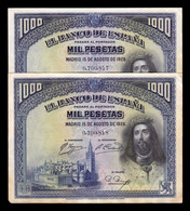 España Spain Pareja 1000 Pesetas San Fernando 1928 Pick 78 T. 817, 818 EBC XF - 1000 Peseten