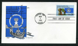 USA 1993 Mariana Islands Statues FDC, Saipan, Nov. 4 (Artmaster) | Fishing Boat On Cover, Woman And Flag - 1991-2000